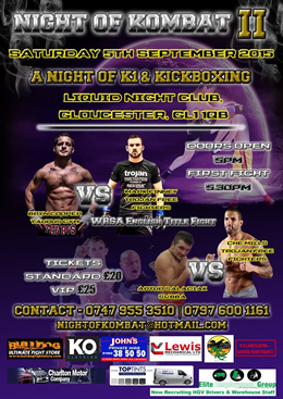 Knockout Clothing is sponsoring Night of Kombat II in Gloucester