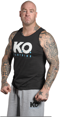 K.O. Clothing's Lucas 'Big Daddy' Browne showing off the K.O. Athletic Vest!